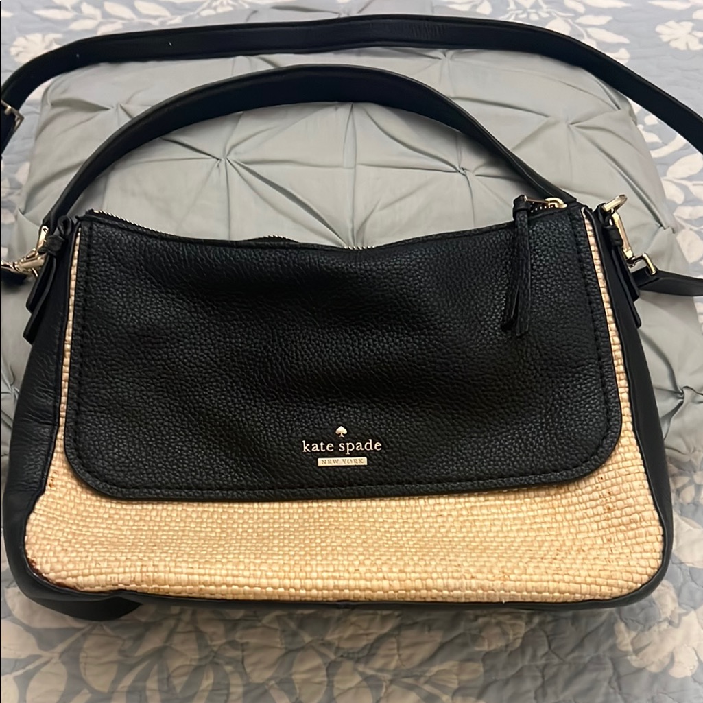 Nwot Kate Spade Black And Tan Shoulder Bag With Elegant Two-Tone Design